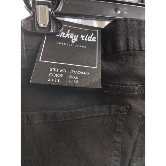 Monkey Ride Distressed Skinny Black Denim Jeans Size 7/8, New with tags - Picture 2 of 7